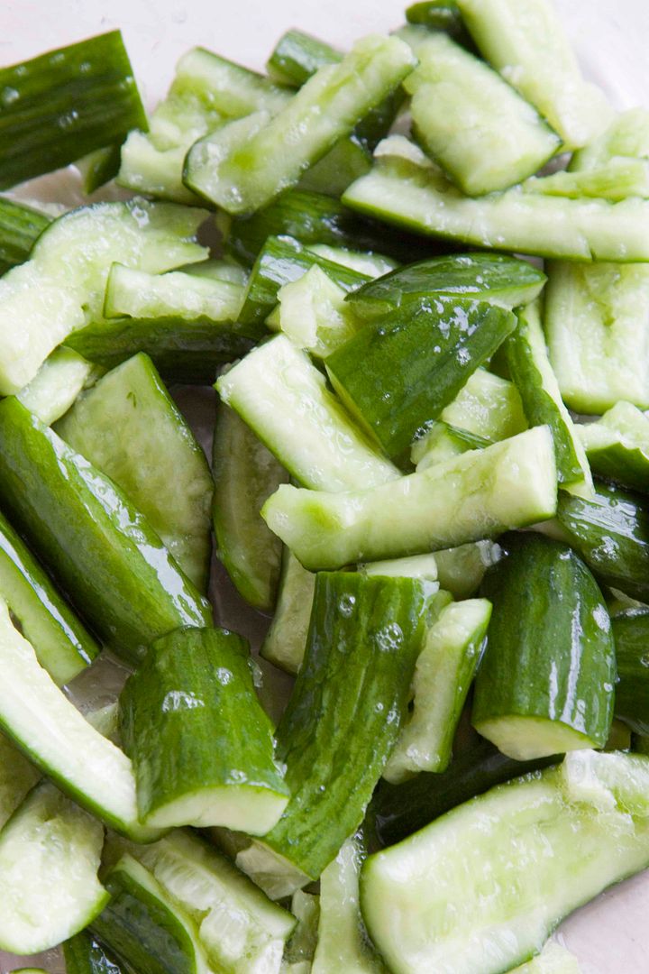 Food Makes Me Happy Chinese Cold Dish using Chicken, Cucumber, Bean